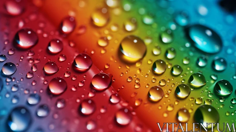 Rainbow Water Drops Close-Up - Abstract Art AI Image