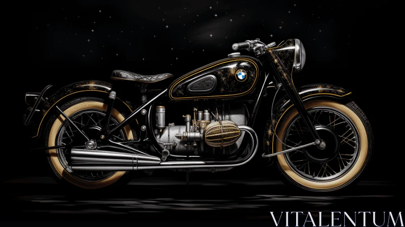Vintage Motorcycle with Black and Gold Finish | Ethereal Illustrations AI Image