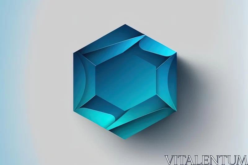Abstract Rounded Blue Diamond - 3D Illustration AI Image