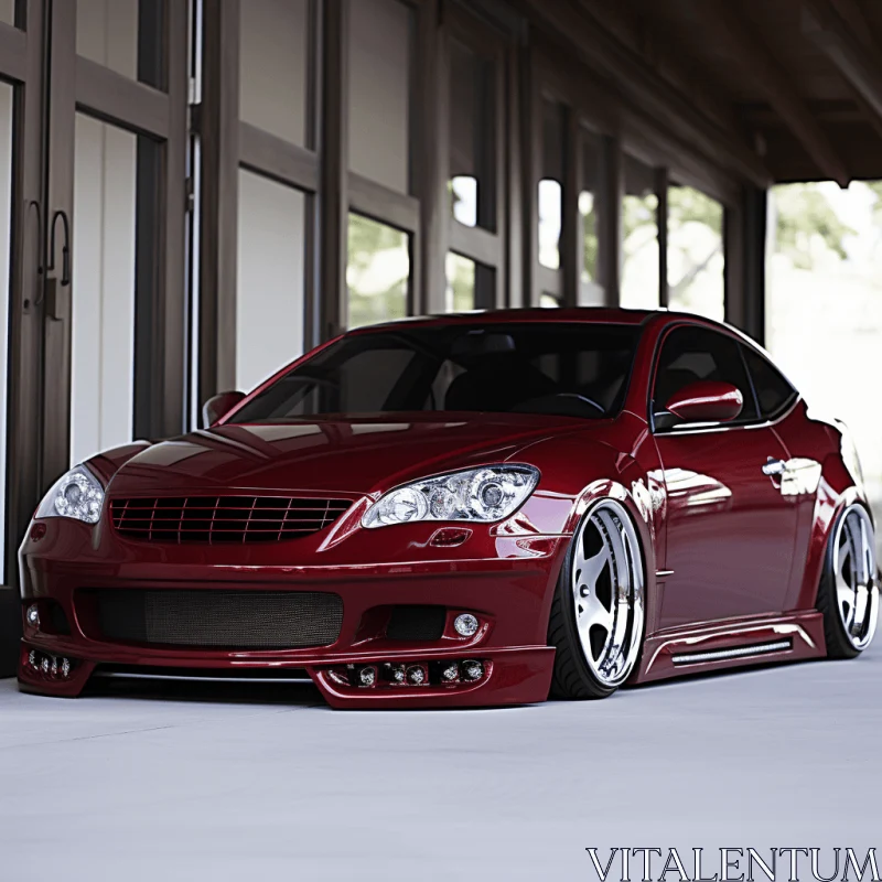 Captivating Red Car with Rim | Precisionist Style AI Image