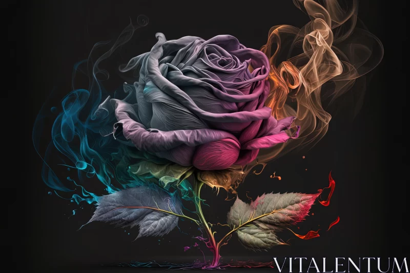 Colorful Smoke and Roses: A Surrealistic Abstract Painting AI Image