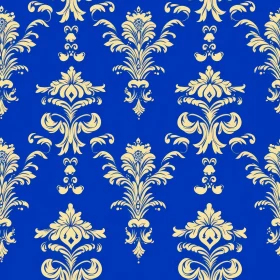 Elegant Damask Floral Pattern in Gold and Blue