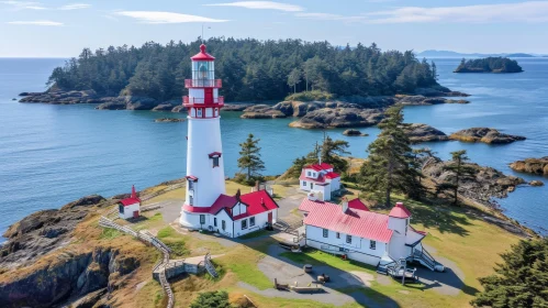 Majestic Lighthouse on a Rocky Island - A Captivating Scene