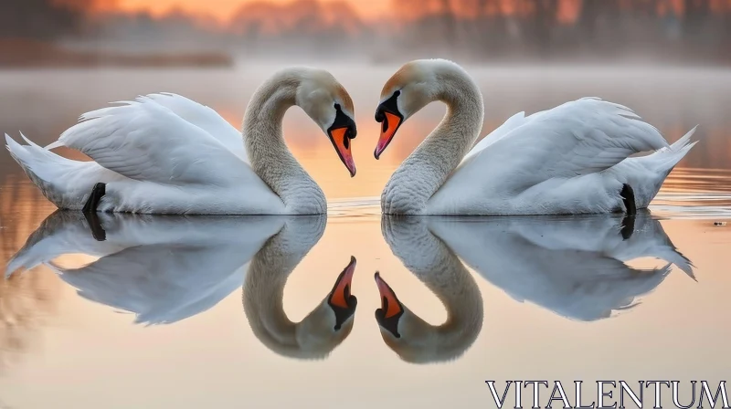 Tranquil Swan Lake: A Symbol of Love and Peace AI Image