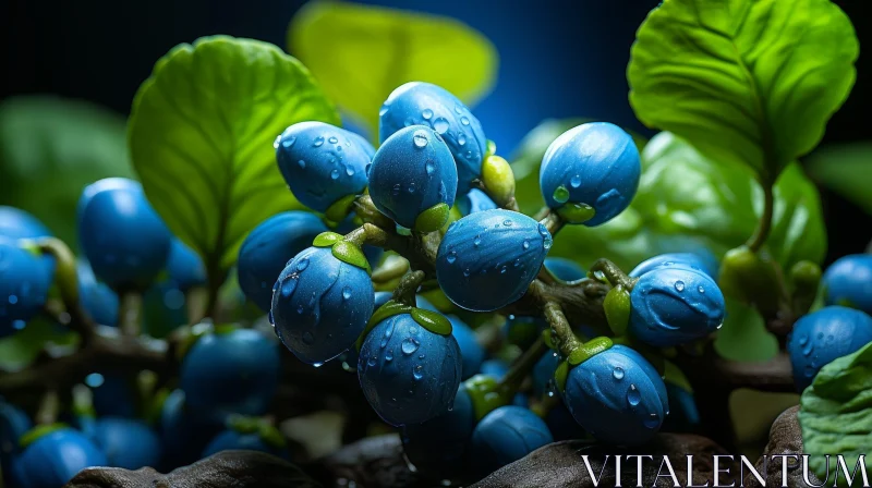 AI ART Blue Berries Plant Close-Up - Natural Beauty Captured