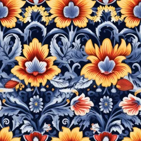 Dark Blue Floral Seamless Pattern