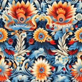 Elegant Floral Pattern on Dark Blue Background