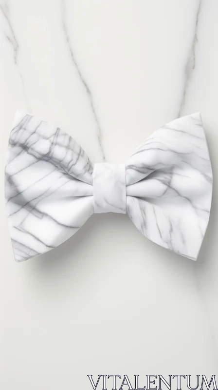 Elegant White Marble Bow Tie on Background AI Image
