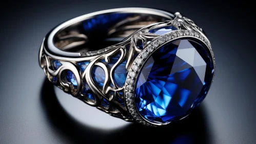 Exquisite Blue Sapphire Ring in White Gold