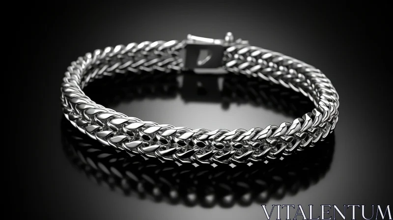 AI ART Sleek Silver Bracelet 3D Rendering