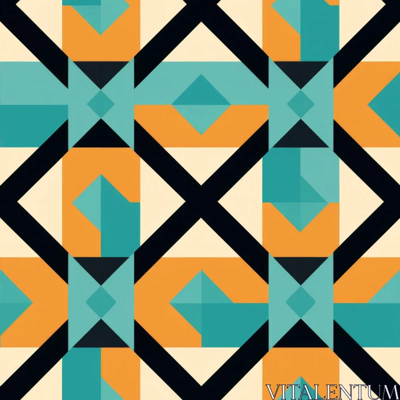 AI ART Teal Orange Black Geometric Pattern Grid Design
