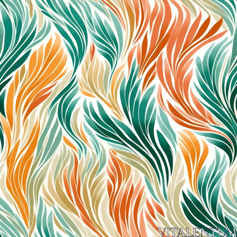 Abstract Watercolor Leaves Pattern AI Image