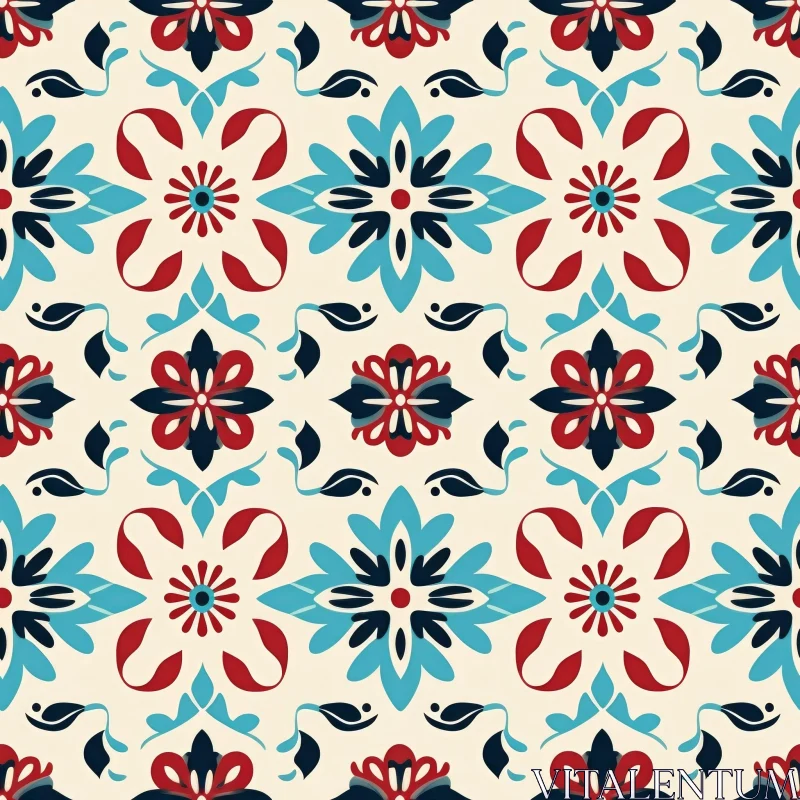 Floral Star Pattern on Cream Background AI Image