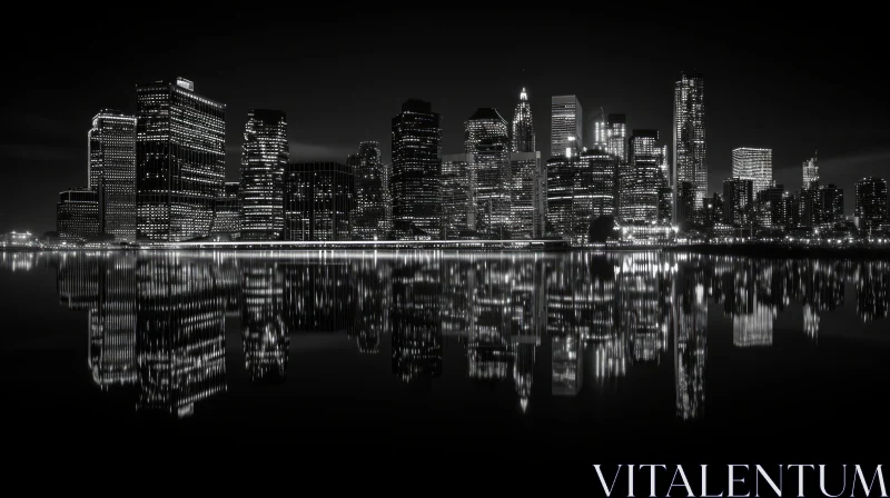Manhattan Skyscrapers Night View AI Image