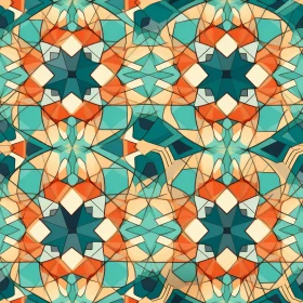 Moroccan Geometric Kaleidoscope Pattern in Blue and Green