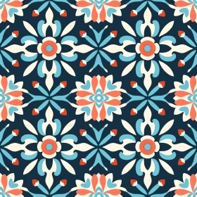 Moroccan Tiles Geometric Pattern in Blue, Green, White