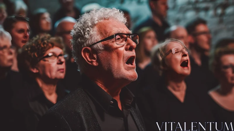 Captivating Image of a Person Singing in a Choir AI Image
