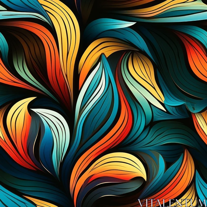Colorful Abstract Painting with Dark Blue Background AI Image