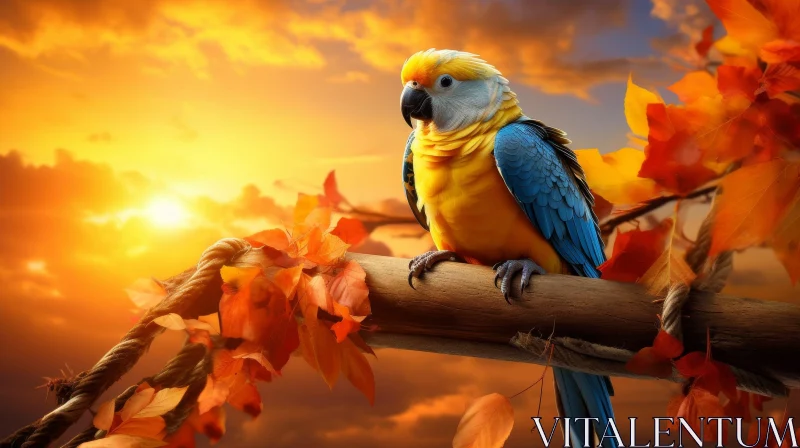 Colorful Parrot at Sunset AI Image