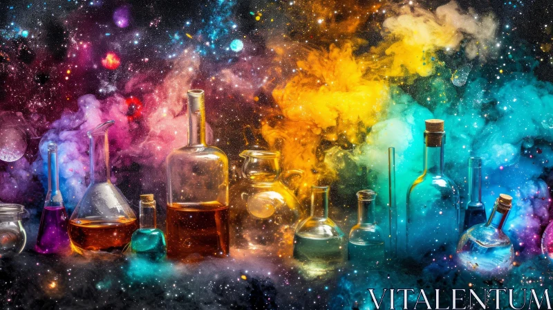 Colorful Potions Shelf Painting | Still Life Art AI Image