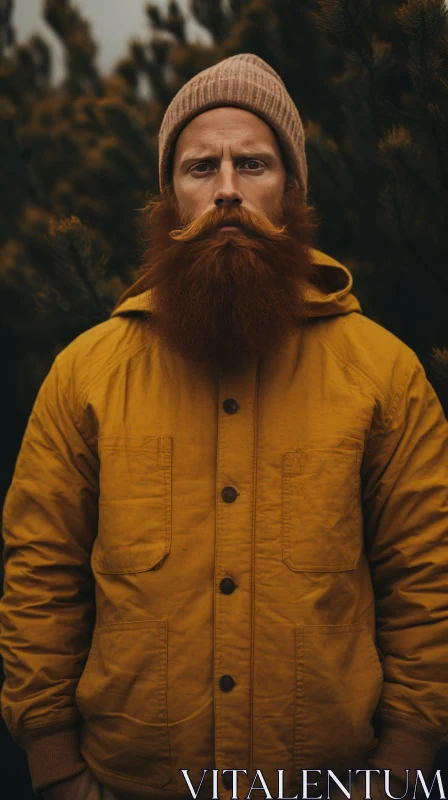 AI ART Intense Man with Red Beard - Close-Up Portrait