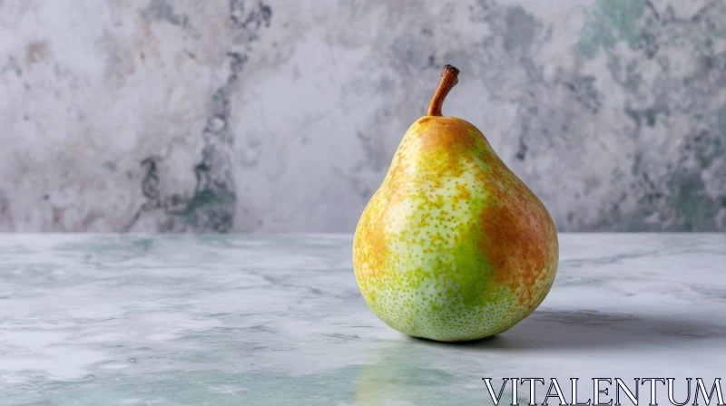 Ripe Pear on Marble Table - Still Life Photography AI Image