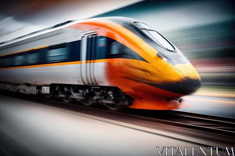 Speed and Precision: Captivating Yellow and Orange Train in Motion AI Image