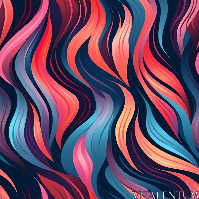 Colorful Abstract Painting with Wavy Pattern AI Image