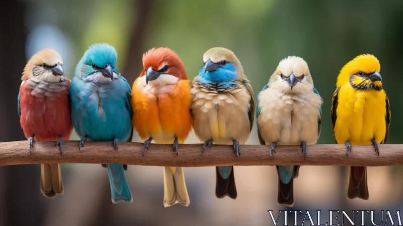 AI ART Colorful Birds on Branch: A Captivating Wildlife Scene