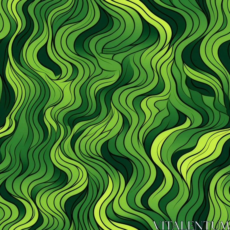 Green Waves Seamless Pattern for Designs AI Image