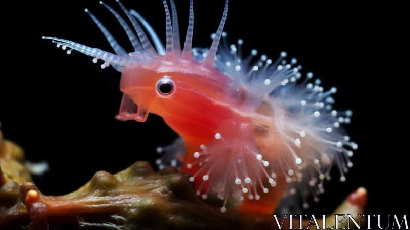 Pink Marine Creature Close-Up AI Image
