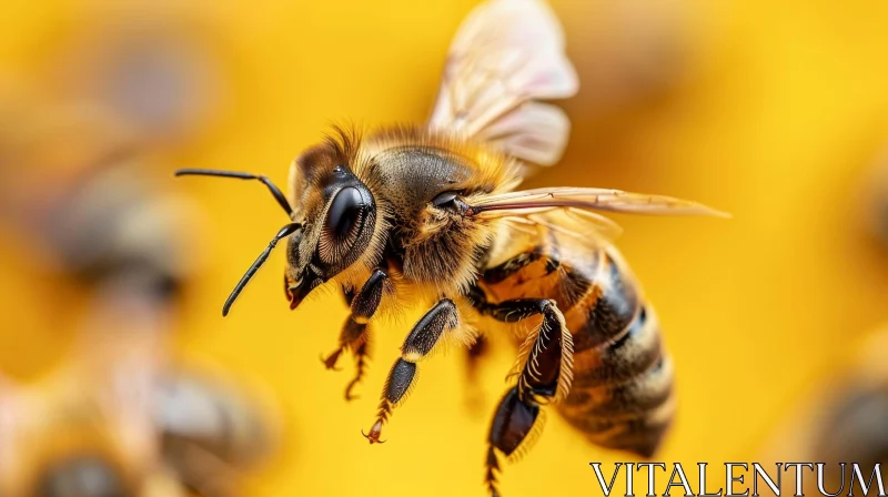 AI ART Close-up Photo: Honey Bee in Flight