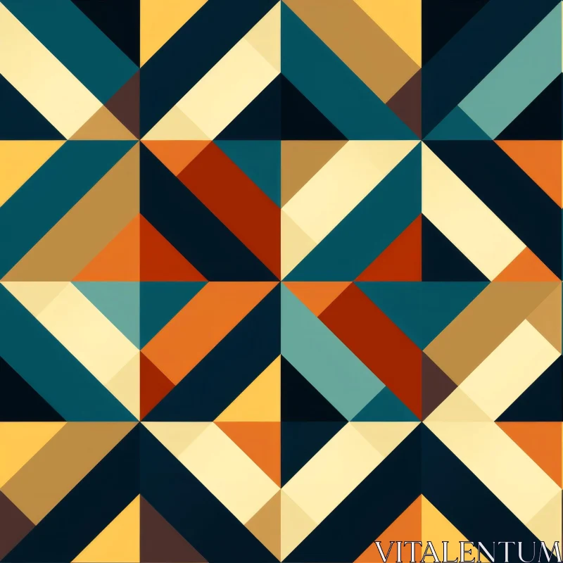 Colorful Geometric Pattern: Shapes in Blue, Green, Yellow, Orange, Brown AI Image
