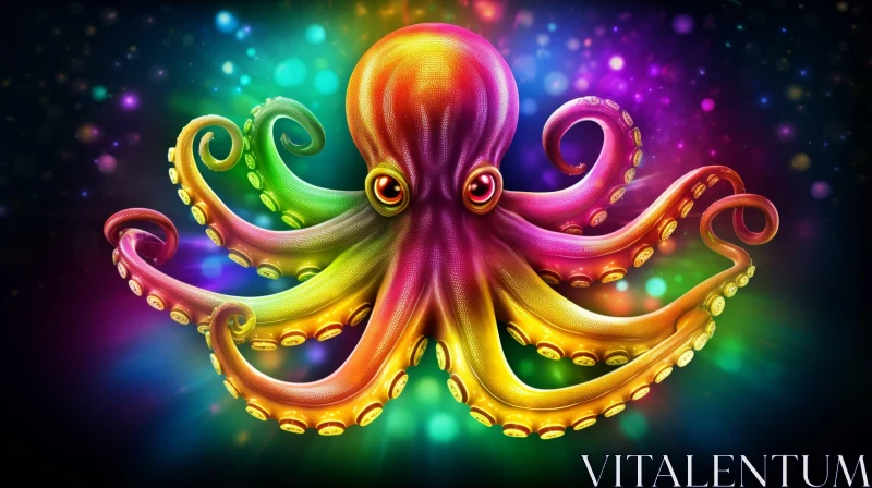 AI ART Colorful Octopus - Digital Painting