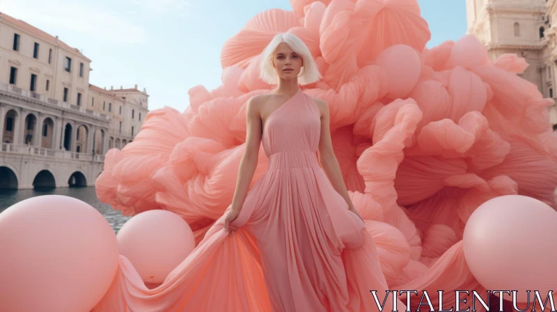 Elegant Woman in Pink Dress AI Image