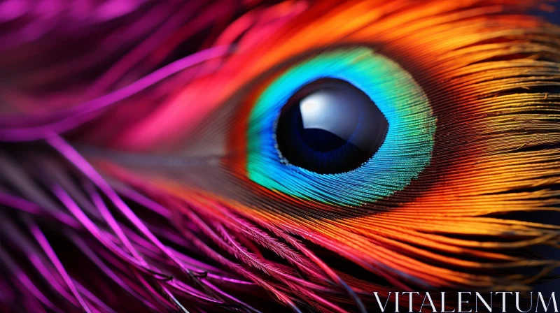 AI ART Iridescent Peacock Feather - Colorful Gradient Detail