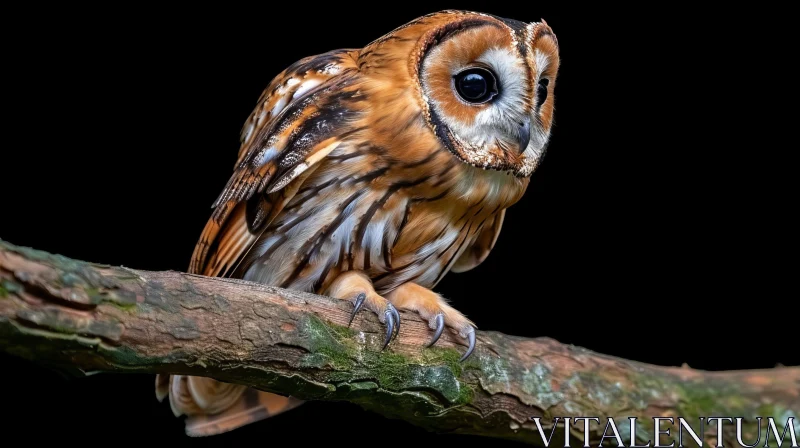 Majestic Tawny Owl Perched in Darkness AI Image