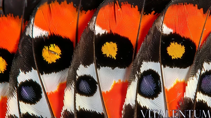 AI ART Butterfly Wing Close-Up: Black, Orange, White