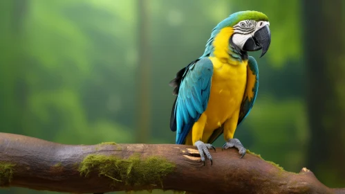 Colorful Macaw Parrot Perched on Branch