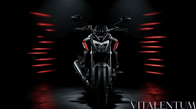 Dynamic and Action-Packed Motorcycle with Bright Red Lights AI Image