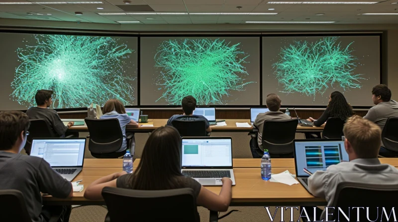 Enthralling Classroom: Students Engrossed in 3D Neuron Visualization AI Image