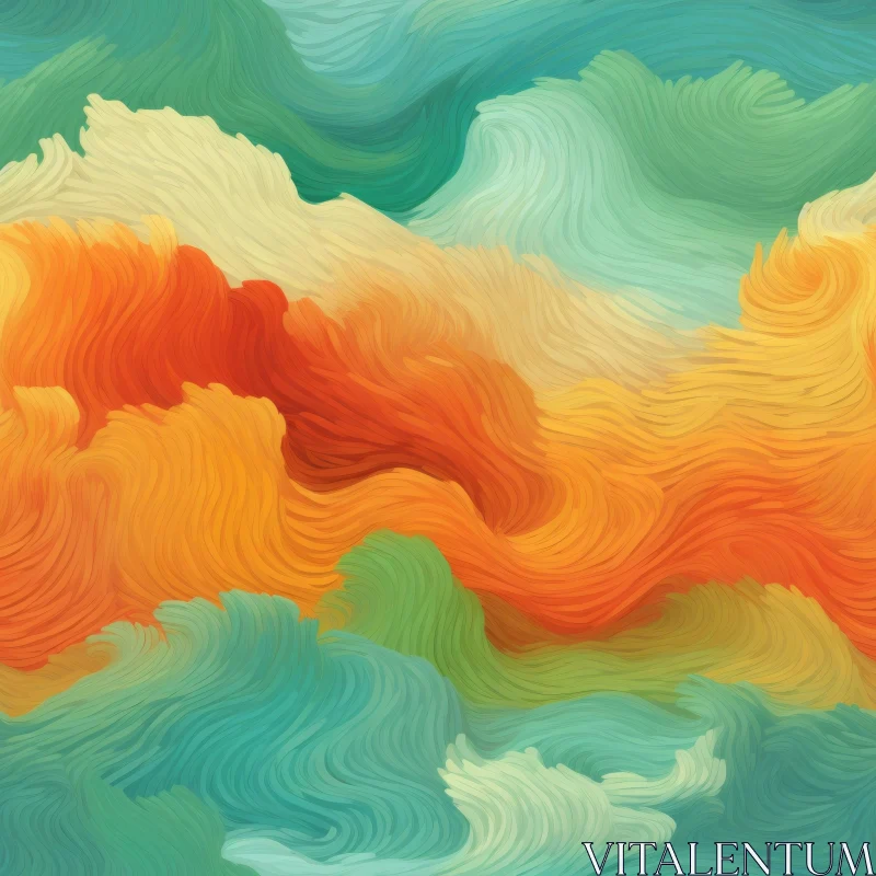Expressive Abstract Painting with Wavy Pattern AI Image