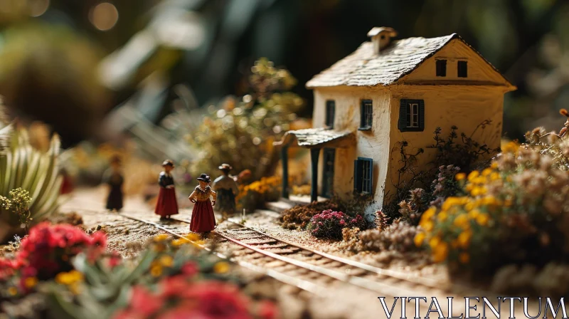 Exquisite Model Train Set in a Diorama - Captivating Details AI Image