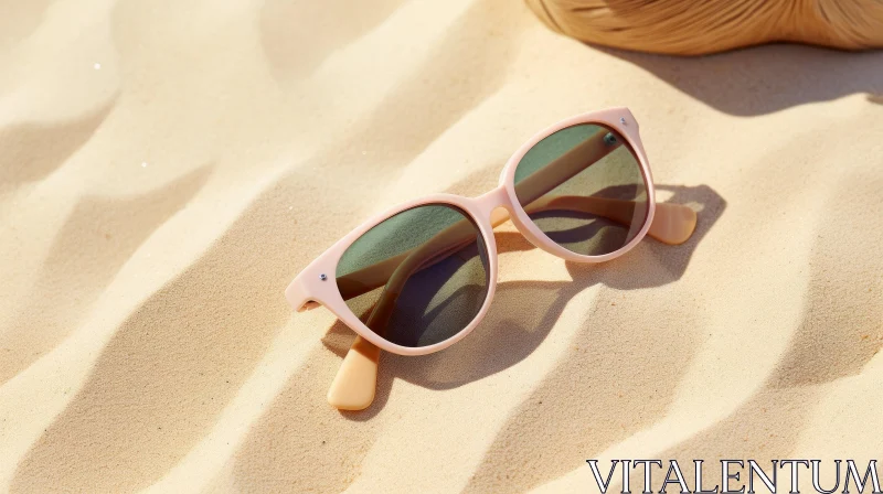 AI ART Pink Plastic Sunglasses on Sand