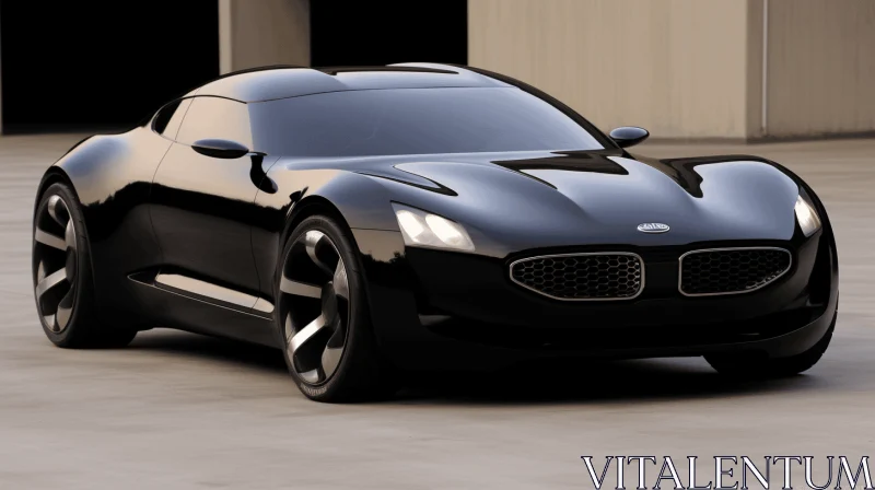 Refined Elegance: Black Sports Car in Technological Fusion AI Image