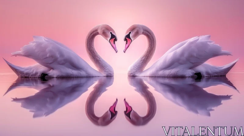 Romantic Swans Forming Heart Shape | Nature Photography AI Image