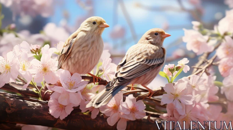AI ART Cherry Blossom Birds in Nature