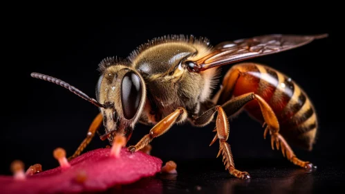 Close-up Nature Photography: Honeybee Collecting Nectar from Flower