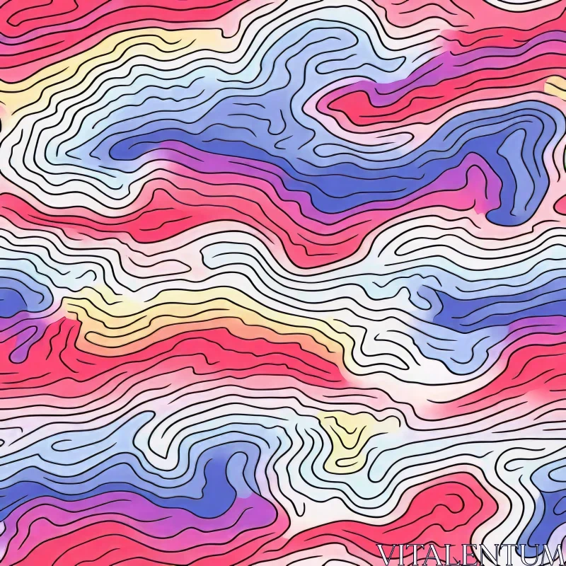 AI ART Colorful Hand-Drawn Lines Seamless Pattern