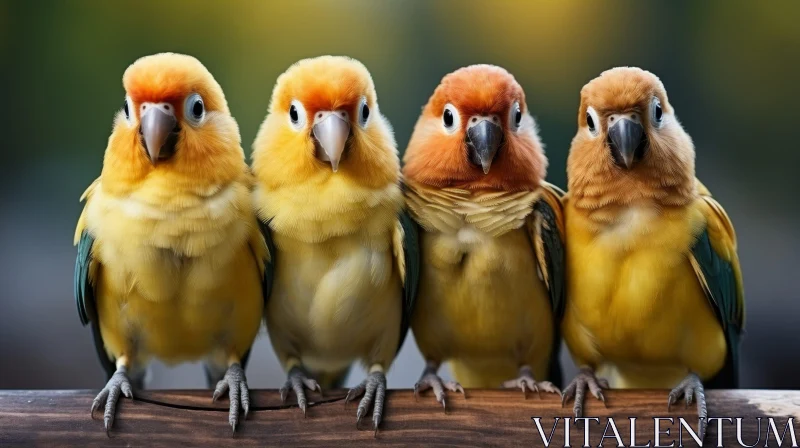 Colorful Parrots on Branch - Close-up Nature Photo AI Image